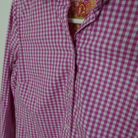 Robert Graham Pink Gingham Long Sleeve Button Down Shirt Women's Size M Cotton - Picture 4 of 11